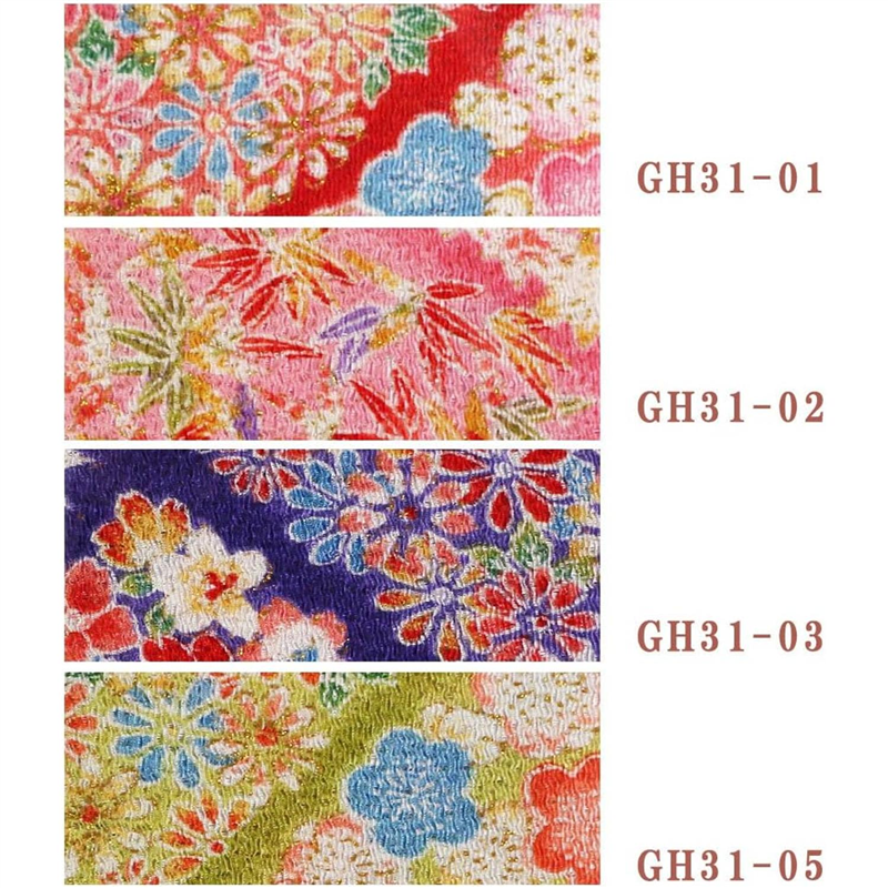 日本紐釦貿易 ちりめん 金彩 花柄 青 巾約70cm×4ｍ切売カット GH31-03-4M 1枚（ご注文単位1枚）【直送品】