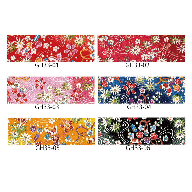 日本紐釦貿易 ちりめんカット 金彩 約23×33cm 花と櫛柄 青 GH33-04 1枚（ご注文単位1枚）【直送品】