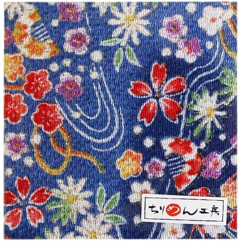 日本紐釦貿易 ちりめん 金彩 花柄 青 巾約70cm×10m切売カット GH33-04-10M 1枚(ご注文単位1枚)【直送品】