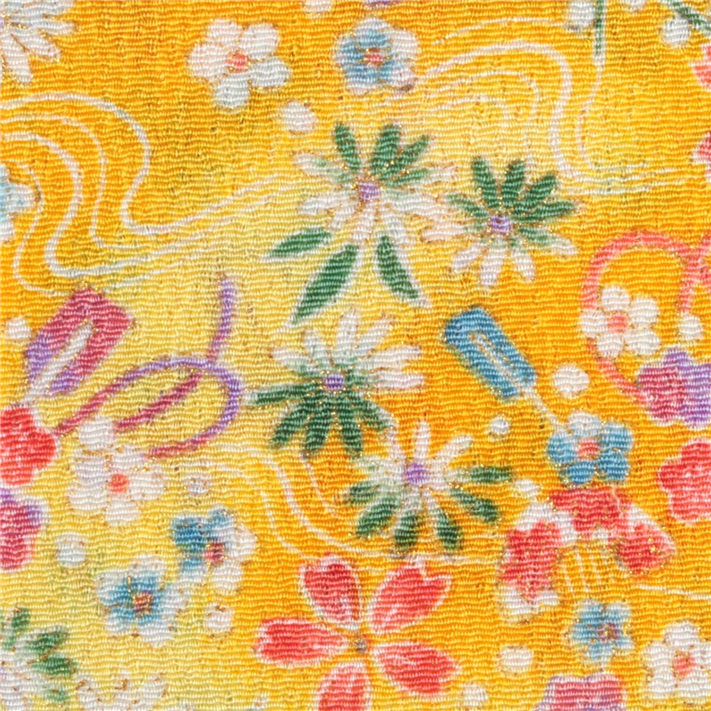 日本紐釦貿易 ちりめん 金彩 花柄 黄色 巾約70cm×6ｍ切売カット GH33-05-6M 1枚（ご注文単位1枚）【直送品】