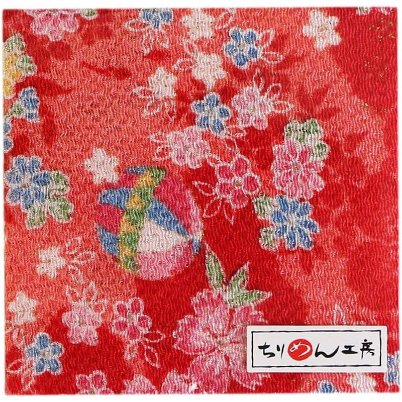 日本紐釦貿易 ちりめんカット 金彩 約23×33cm 手鞠柄 赤 GH41-01 1枚（ご注文単位1枚）【直送品】