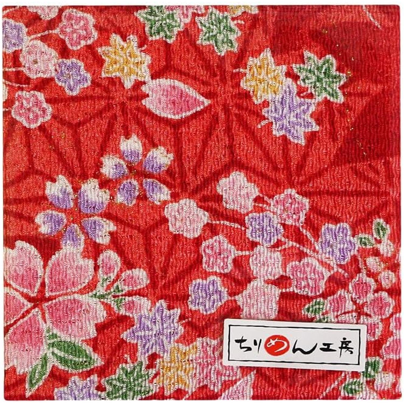 日本紐釦貿易 ちりめんカット 金彩 約23×33cm 花柄 赤 GH42-01 1枚（ご注文単位1枚）【直送品】