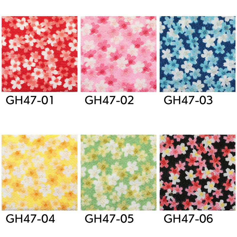 日本紐釦貿易 ちりめん 金彩 桜 赤 巾約70cm×4ｍ切売カット GH47-01-4M 1枚（ご注文単位1枚）【直送品】