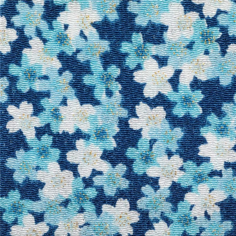 日本紐釦貿易 ちりめん 金彩 桜柄 青 巾約70cm×9ｍ切売カット GH47-03-9M 1枚（ご注文単位1枚）【直送品】