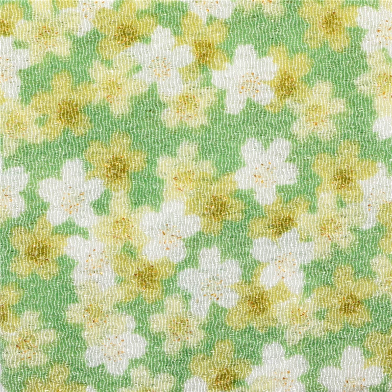 日本紐釦貿易 ちりめん 金彩 桜柄 緑 巾約70cm×2ｍ切売カット GH47-05-2M 1枚（ご注文単位1枚）【直送品】