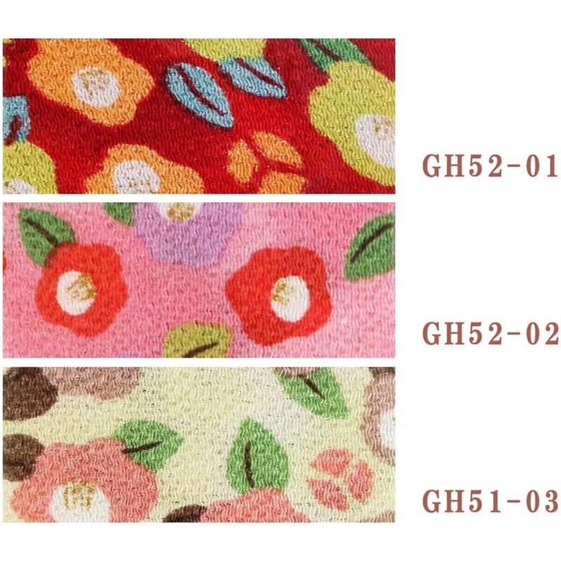 日本紐釦貿易 ちりめん 金彩 モダン椿 ピンク 巾約70cm×2ｍ切売カット GH52-02-2M 1枚（ご注文単位1枚）【直送品】