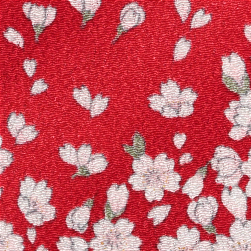 日本紐釦貿易 ちりめん 金彩 桜柄 赤 巾約70cm×5ｍ切売カット GH56-01-5M 1枚（ご注文単位1枚）【直送品】