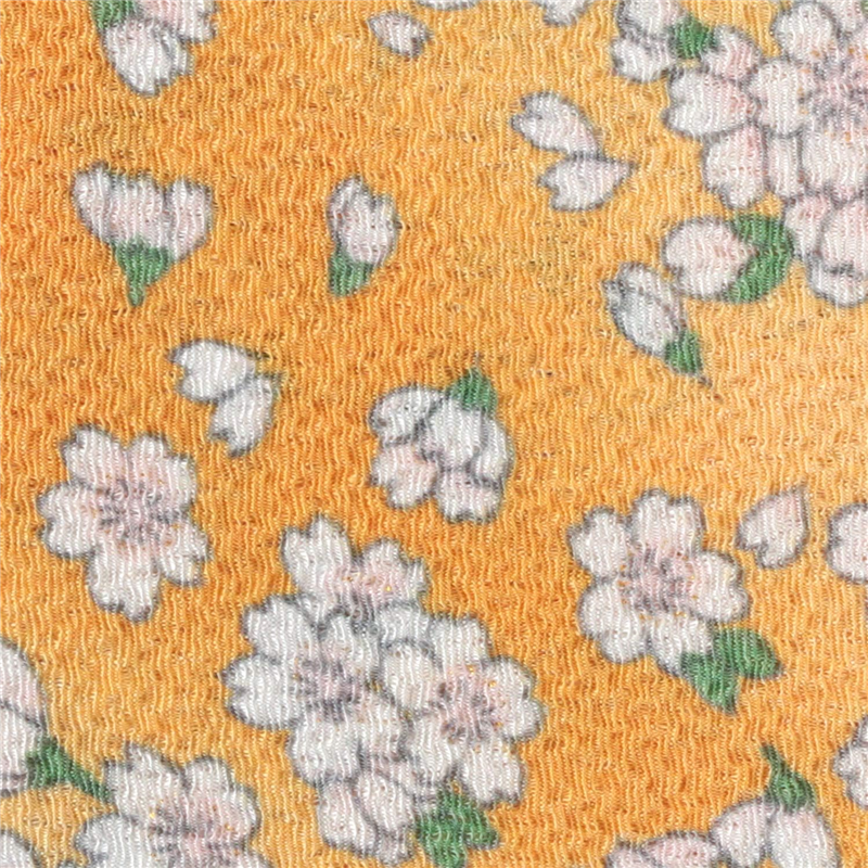 >日本紐釦貿易 ちりめん 金彩 桜柄 黄色 巾約70cm×6ｍ切売カット GH56-04-6M 1枚（ご注文単位1枚）【直送品】