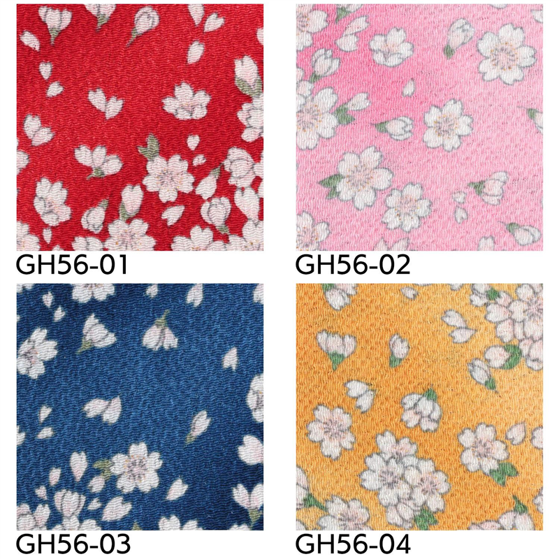 日本紐釦貿易 ちりめん 金彩 桜柄 黄色 巾約70cm×8ｍ切売カット GH56-04-8M 1枚（ご注文単位1枚）【直送品】