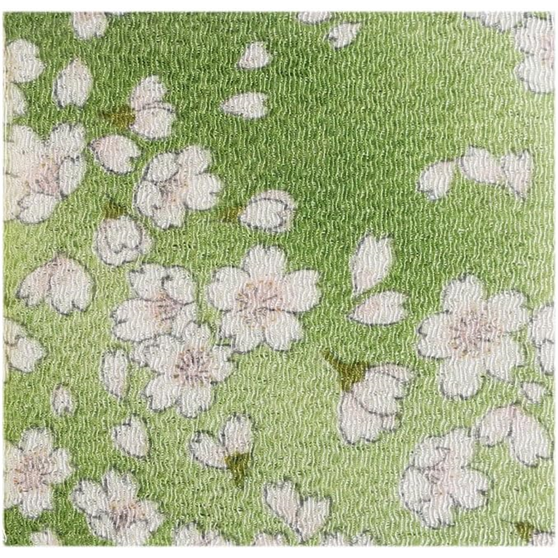日本紐釦貿易 ちりめんカット 金彩 約23×33cm 桜柄 黄緑 GH56-05 1枚（ご注文単位1枚）【直送品】