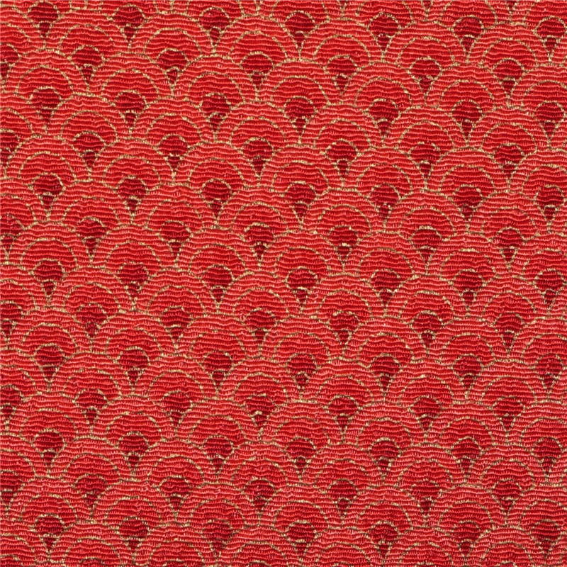 >日本紐釦貿易 ちりめん 金彩 青海波 赤 巾約70cm×10ｍ切売カット GH57-01-10M 1枚（ご注文単位1枚）【直送品】