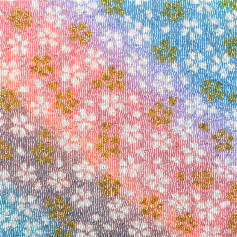 日本紐釦貿易 ちりめん 金彩 桜柄 ピンク 巾約70cm×6ｍ切売カット GMK18-01-6M 1枚（ご注文単位1枚）【直送品】