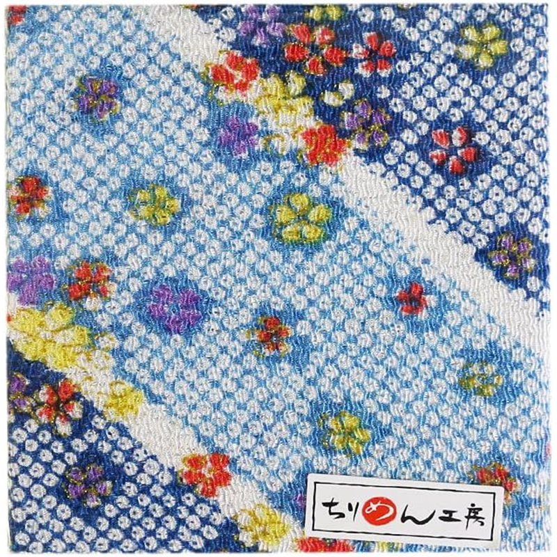 日本紐釦貿易 ちりめんカット 金彩 約23×33cm 花柄 青 GMK32-03 1枚（ご注文単位1枚）【直送品】