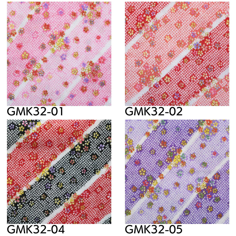 日本紐釦貿易 ちりめん 金彩 鹿の子絞りと桜 黒 巾約70cm×4ｍ切売カット GMK32-04-4M 1枚（ご注文単位1枚）【直送品】