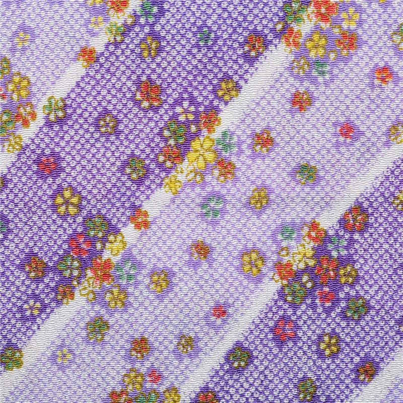 日本紐釦貿易 ちりめん 金彩 鹿の子絞りと桜 紫 巾約70cm×5ｍ切売カット GMK32-05-5M 1枚（ご注文単位1枚）【直送品】