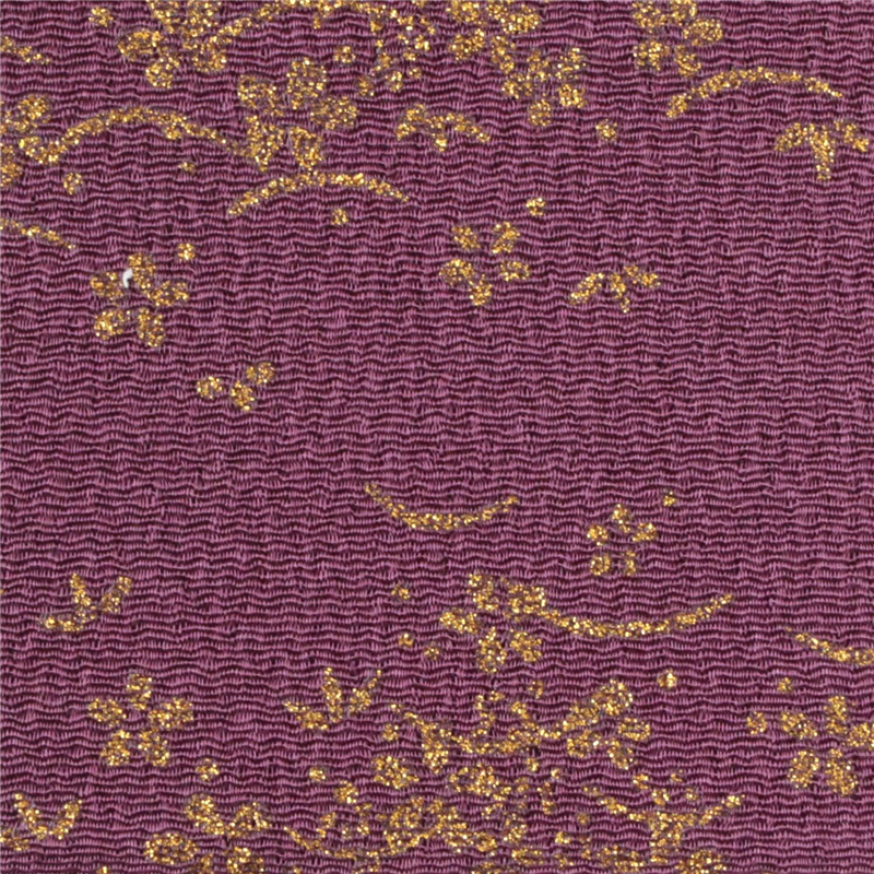 日本紐釦貿易 ちりめん 金彩 桜柄 紫 巾約70cm×3ｍ切売カット GN24-05-3M 1枚（ご注文単位1枚）【直送品】