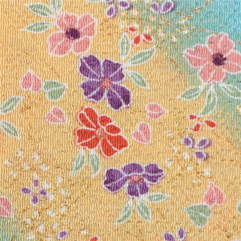 日本紐釦貿易 ちりめん 金彩 桜柄 紫 巾約70cm×4ｍ切売カット GN45-03-4M 1枚（ご注文単位1枚）【直送品】