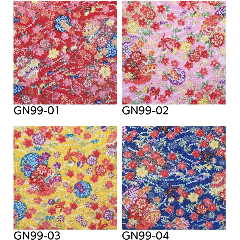 日本紐釦貿易 ちりめん 金彩 花柄 ピンク 巾約70cm×10ｍ切売カット GN99-02-10M 1枚（ご注文単位1枚）【直送品】
