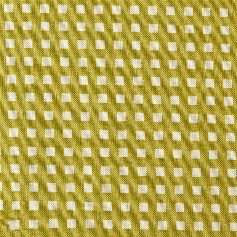 日本紐釦貿易 カラフルチェック柄 プリント生地 北欧風 布 Happy Sweet collection からし色 巾約110cm×1m切売カット HS1287-101-1M 1枚（ご注文単位1枚）【直送品】