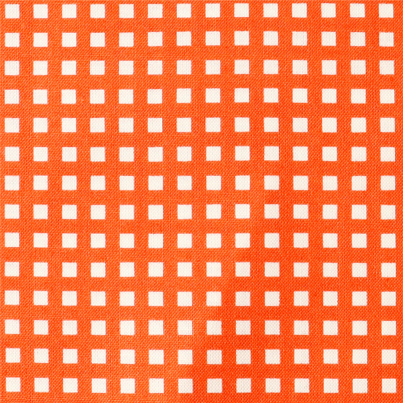 日本紐釦貿易 カラフルチェック柄 プリント生地 北欧風 布 Happy Sweet collection オレンジ 巾約110cm×5m切売カット HS1287-3-5M 1枚（ご注文単位1枚）【直送品】