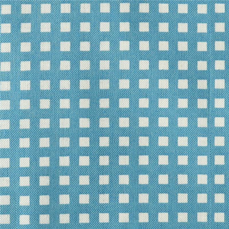 日本紐釦貿易 カラフルチェック柄 プリント生地 北欧風 布 Happy Sweet collection スカイブルー 巾約110cm×8m切売カット HS1287-5-8M 1枚（ご注文単位1枚）【直送品】