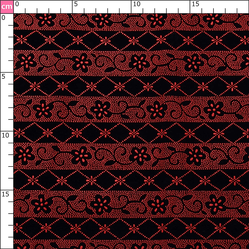 日本紐釦貿易 印伝調合皮スエードレザー生地 巾92cm×2m切売カット ボーダー柄 赤 KP4080-11D-2M 1枚（ご注文単位1枚）【直送品】