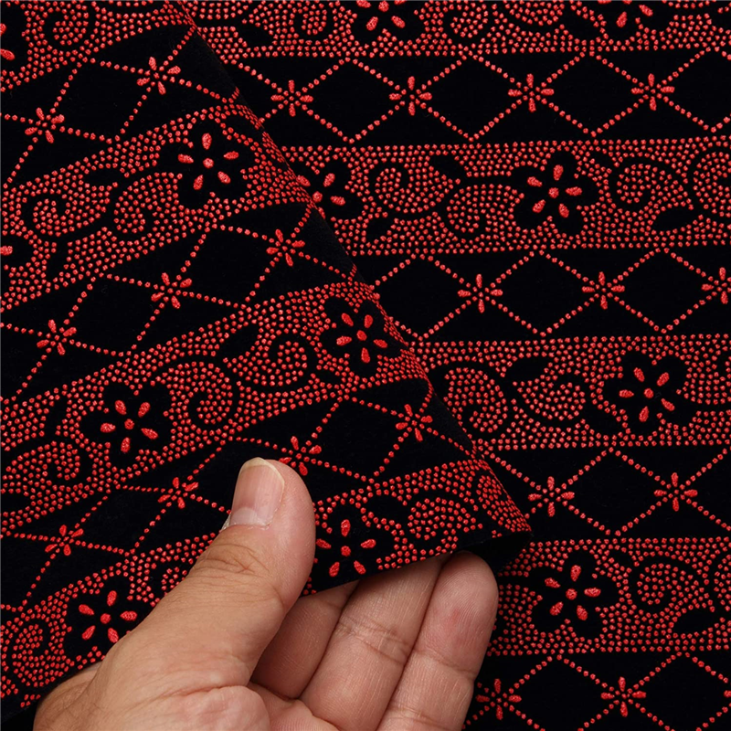 日本紐釦貿易 印伝調合皮スエードレザー生地 巾92cm×9m切売カット ボーダー柄 赤 KP4080-11D-9M 1枚（ご注文単位1枚）【直送品】