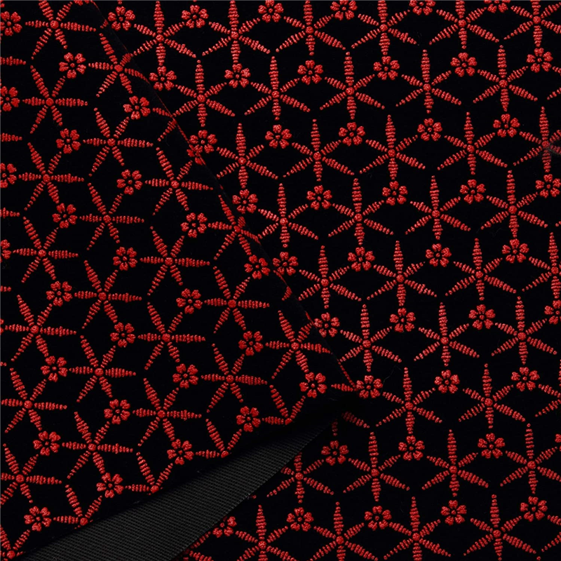 日本紐釦貿易 印伝調合皮スエードレザー生地 巾92cm×9m切売カット 麻柄 赤 KP4080-16D-9M 1枚（ご注文単位1枚）【直送品】