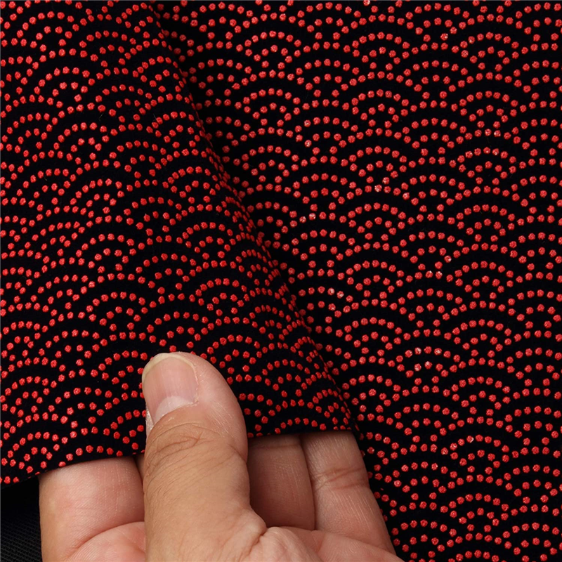 日本紐釦貿易 印伝調合皮スエードレザー生地 巾92cm×1m切売カット 青海波柄 赤 KP4080-2D-1M 1枚（ご注文単位1枚）【直送品】