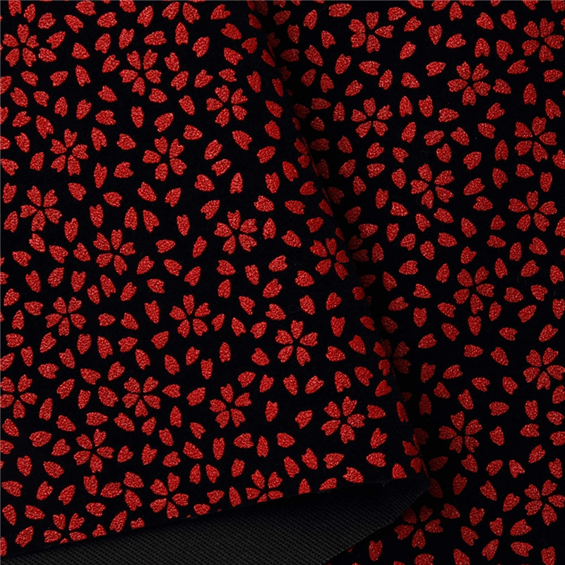 日本紐釦貿易 印伝調合皮スエードレザー生地 巾92cm×2m切売カット 桜柄 赤 KP4080-4D-2M 1枚（ご注文単位1枚）【直送品】