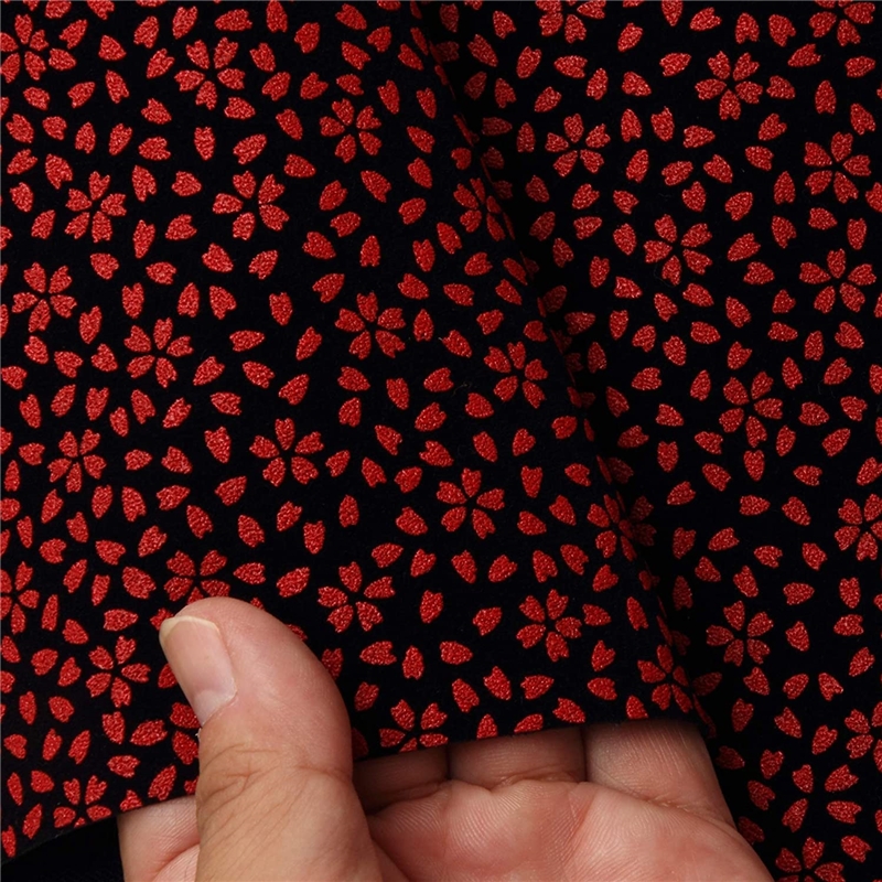 日本紐釦貿易 印伝調合皮スエードレザー生地 巾92cm×3m切売カット 桜柄 赤 KP4080-4D-3M 1枚（ご注文単位1枚）【直送品】