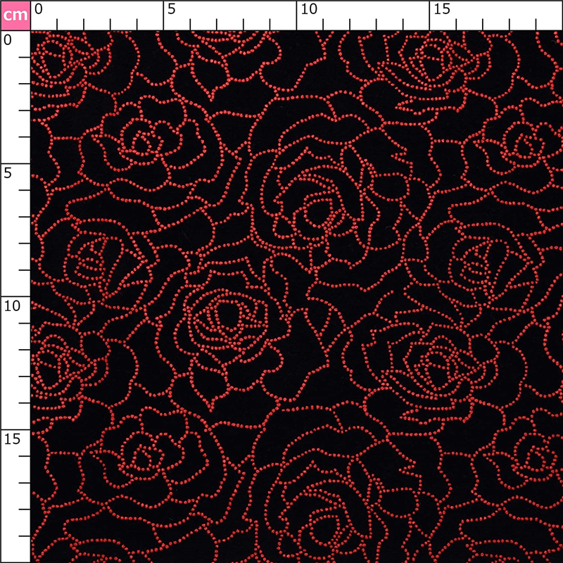 日本紐釦貿易 印伝調合皮スエードレザー生地 巾92cm×1m切売カット バラ柄 赤 KP4080-6D-1M 1枚（ご注文単位1枚）【直送品】