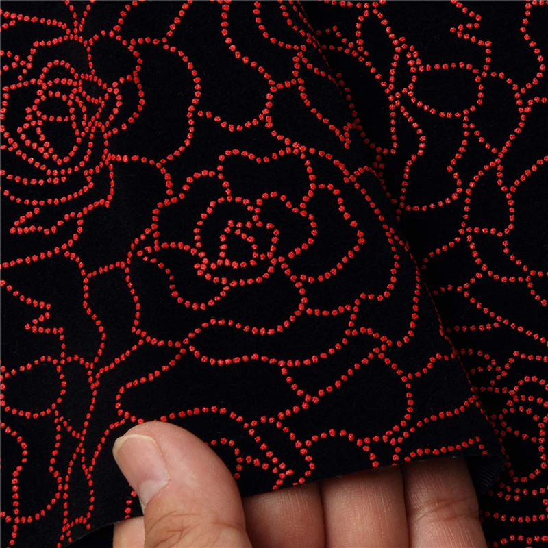 日本紐釦貿易 印伝調合皮スエードレザー生地 巾92cm×2m切売カット バラ柄 赤 KP4080-6D-2M 1枚(ご注文単位1枚)【直送品】