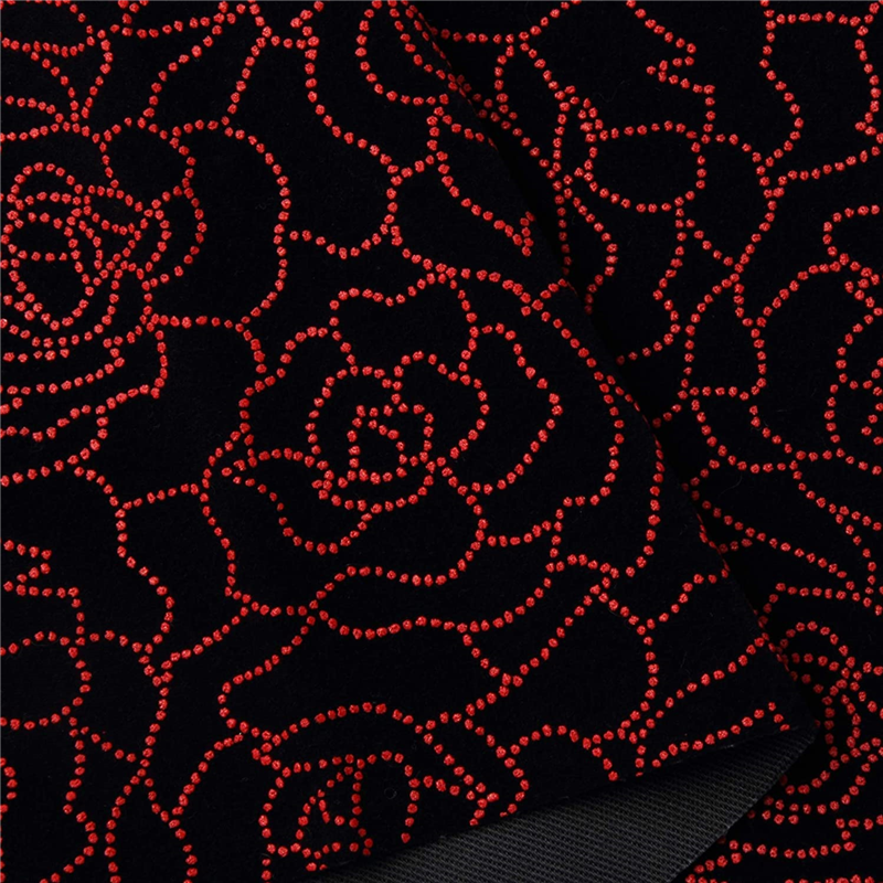 日本紐釦貿易 印伝調合皮スエードレザー生地 巾92cm×8m切売カット バラ柄 赤 KP4080-6D-8M 1枚（ご注文単位1枚）【直送品】