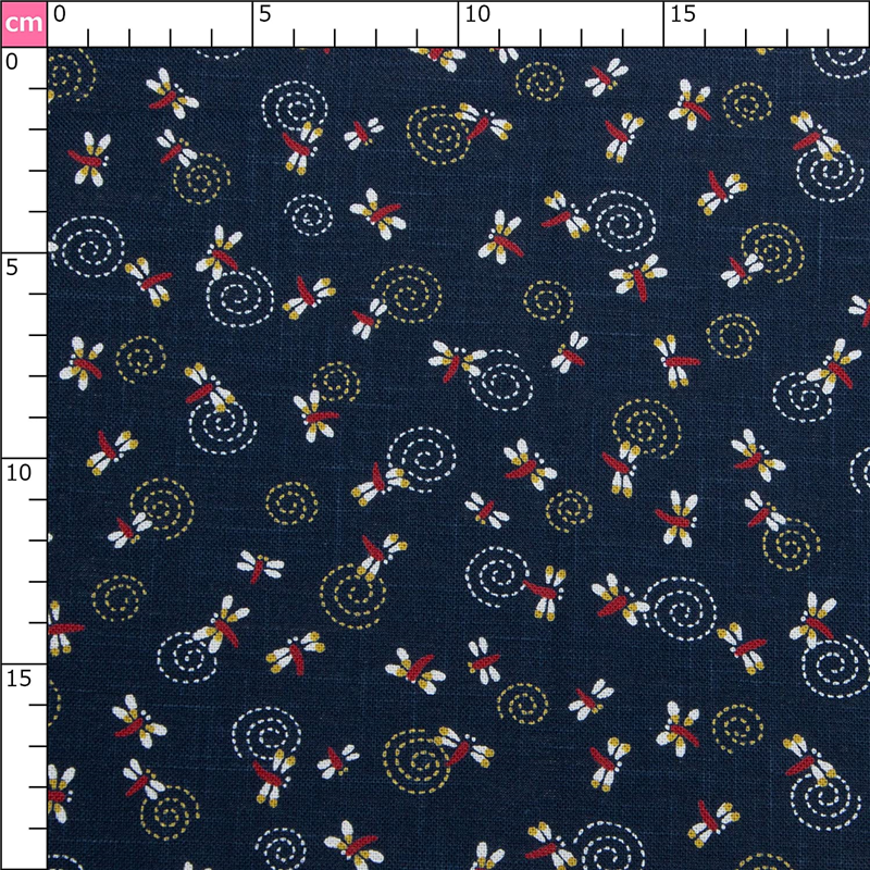 日本紐釦貿易 和風モダン柄生地 巾110cm×7m切売カット とんぼ柄 KP7090-111-7M 1枚（ご注文単位1枚）【直送品】