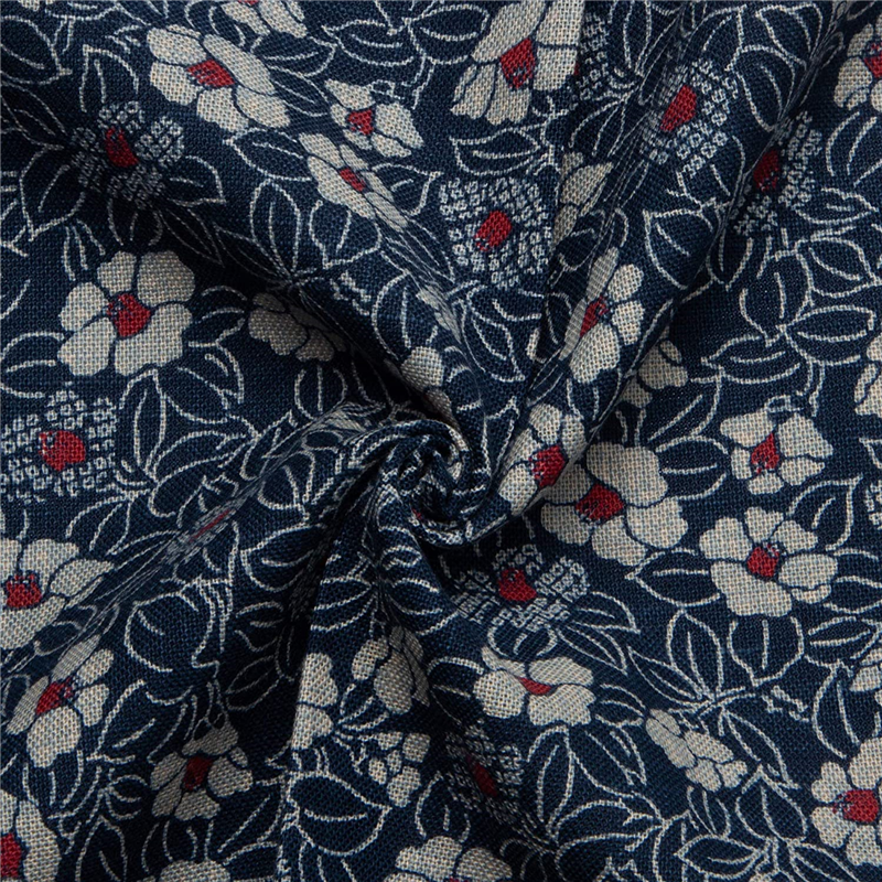 日本紐釦貿易 和風モダン柄生地 巾110cm×8m切売カット つばき柄 KP7090-55-8M 1枚（ご注文単位1枚）【直送品】