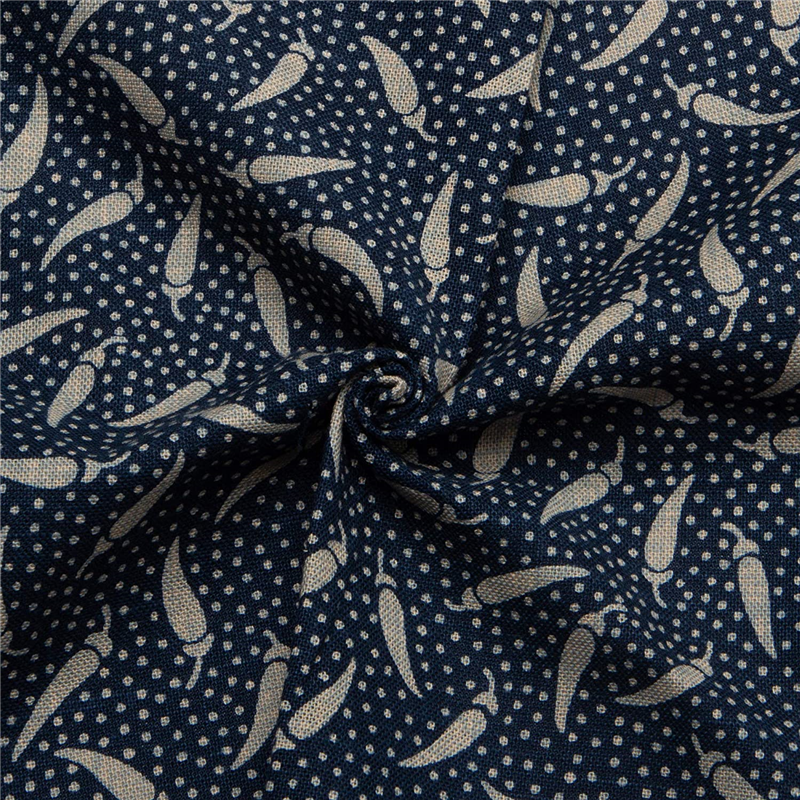 日本紐釦貿易 和風モダン柄生地 巾110cm×7m切売カット とうがらし柄 KP7090-74-7M 1枚（ご注文単位1枚）【直送品】