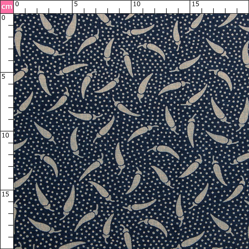 日本紐釦貿易 和風モダン柄生地 巾110cm×9m切売カット とうがらし柄 KP7090-74-9M 1枚（ご注文単位1枚）【直送品】