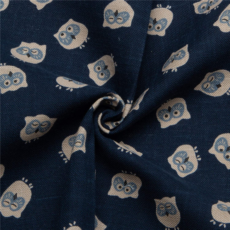 日本紐釦貿易 和風モダン柄生地 巾110cm×8m切売カット ふくろう柄 KP7090-91-8M 1枚（ご注文単位1枚）【直送品】