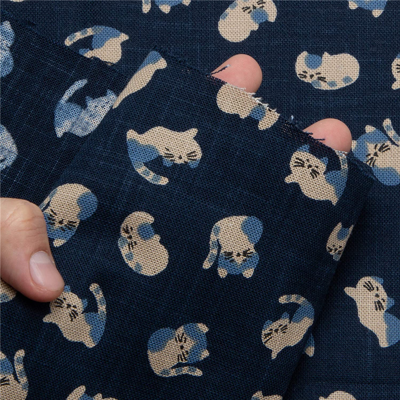 日本紐釦貿易 和風モダン柄生地 巾110cm×5m切売カット ねこ柄 KP7090-92-5M 1枚（ご注文単位1枚）【直送品】