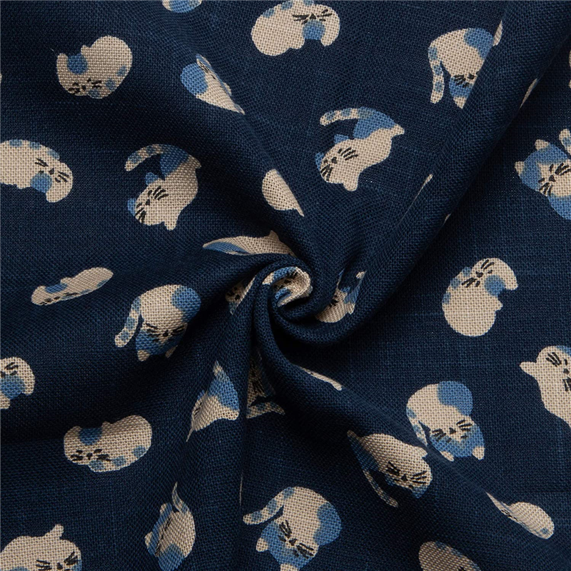 日本紐釦貿易 和風モダン柄生地 巾110cm×8m切売カット ねこ柄 KP7090-92-8M 1枚（ご注文単位1枚）【直送品】