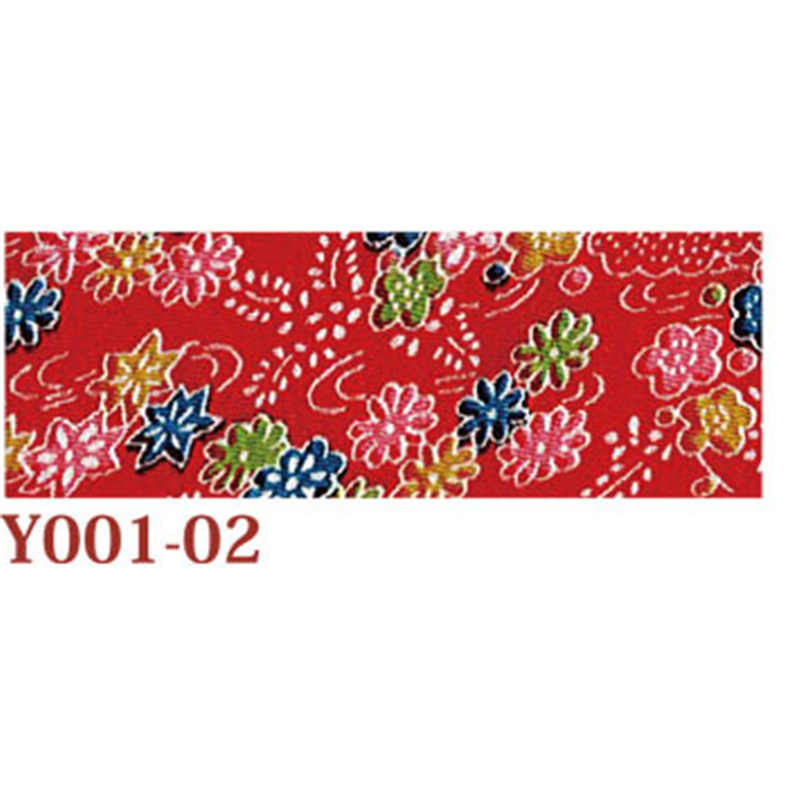 日本紐釦貿易 ちりめん 友禅 花柄 赤 巾約70cm×7ｍ切売カット 1枚（ご注文単位1枚）【直送品】