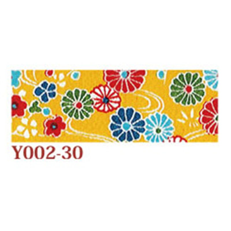 日本紐釦貿易 ちりめん 友禅 花柄 黄色 巾約70cm×6ｍ切売カット 1枚（ご注文単位1枚）【直送品】