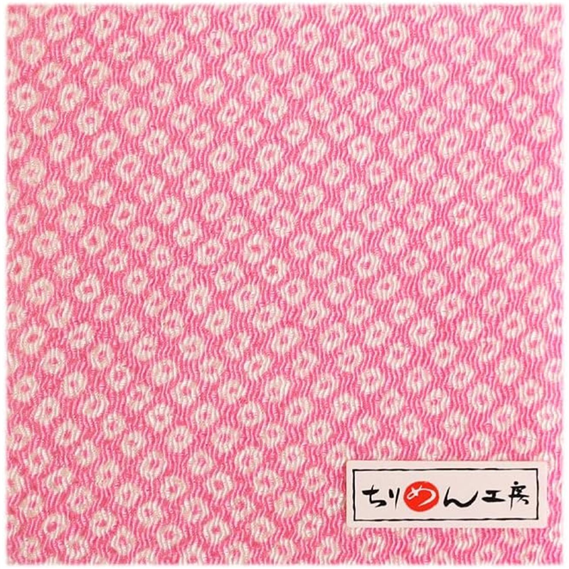 日本紐釦貿易 ちりめん 友禅 鹿の子絞り ピンク 巾約70cm×4ｍ切売カット 1枚（ご注文単位1枚）【直送品】