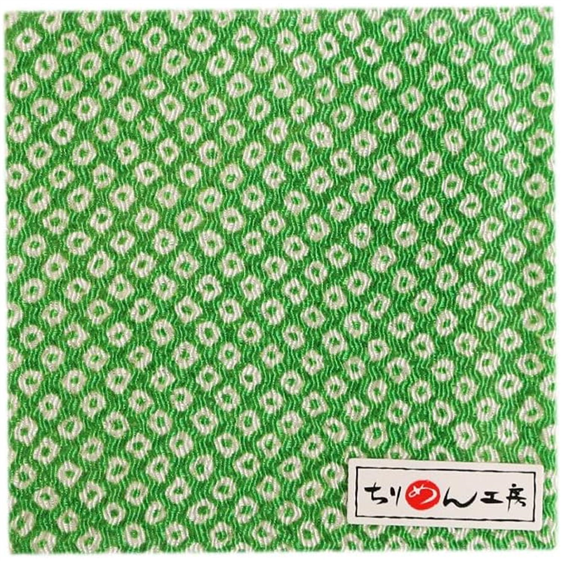 日本紐釦貿易 ちりめん 友禅 鹿の子絞り 緑 巾約70cm×3ｍ切売カット 1枚（ご注文単位1枚）【直送品】