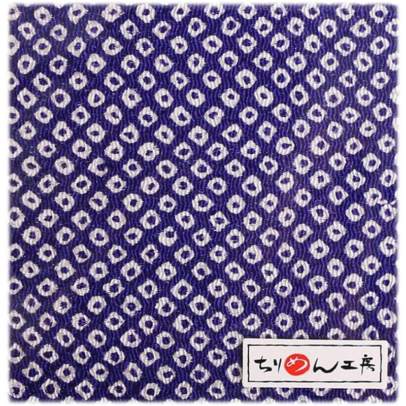 日本紐釦貿易 ちりめん 友禅 鹿の子絞り 青 巾約70cm×4ｍ切売カット 1枚（ご注文単位1枚）【直送品】