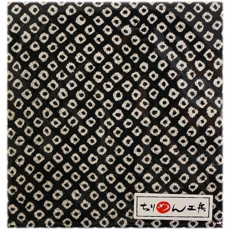 日本紐釦貿易 ちりめん 友禅 鹿の子絞り 黒 巾約70cm×5ｍ切売カット 1枚（ご注文単位1枚）【直送品】