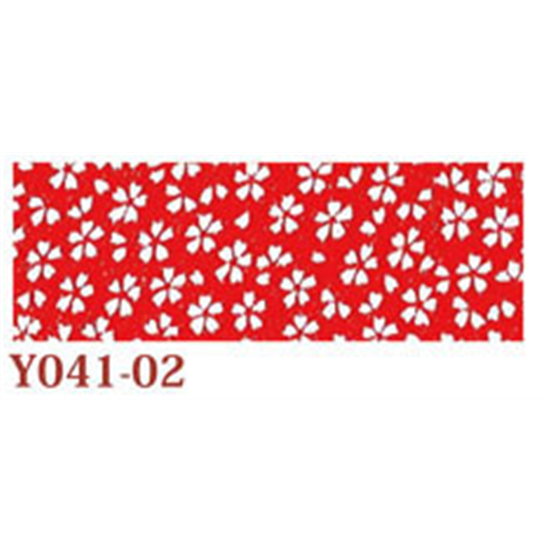 日本紐釦貿易 ちりめん 友禅 桜柄 赤 巾約70cm×9ｍ切売カット 1枚（ご注文単位1枚）【直送品】