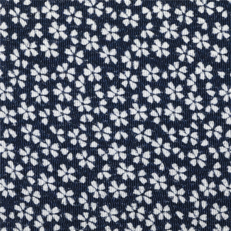 日本紐釦貿易 ちりめん 友禅 桜柄 紺 巾約70cm×5m切売カット 1枚(ご注文単位1枚)【直送品】