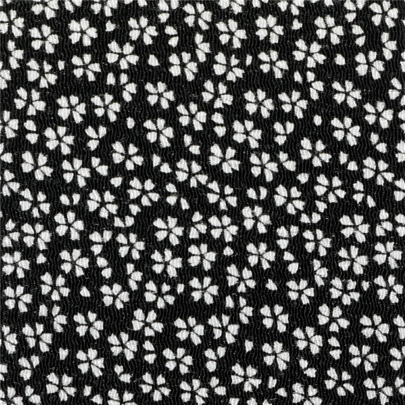 日本紐釦貿易 ちりめん 友禅 桜柄 黒 巾約70cm×7ｍ切売カット 1枚（ご注文単位1枚）【直送品】